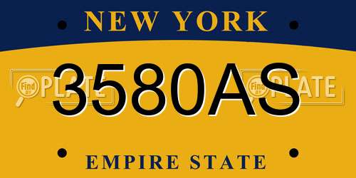 3580AS New York License Plate