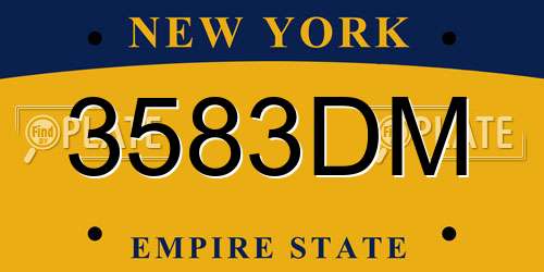 3583DM New York License Plate