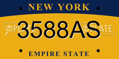 3588AS New York License Plate