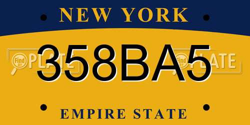 358BA5 New York License Plate