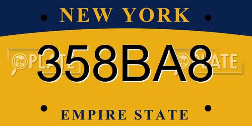 358BA8 New York License Plate