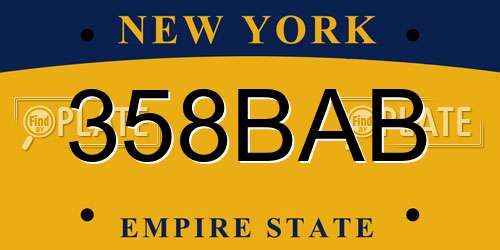 358BAB New York License Plate
