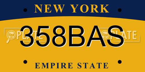 358BAS New York License Plate