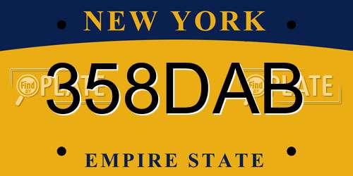 358DAB New York License Plate