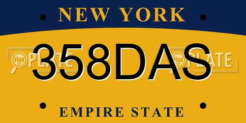 358DAS New York License Plate