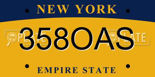 358OAS New York License Plate