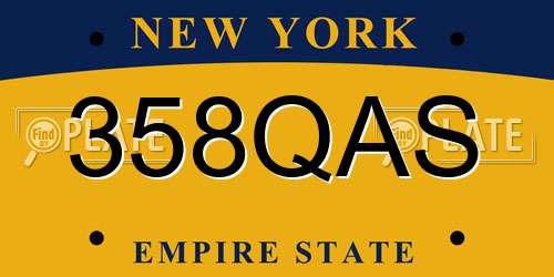 358QAS New York License Plate