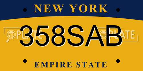 358SAB New York License Plate