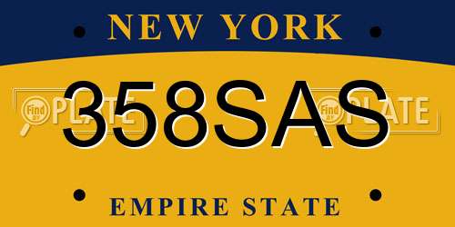 358SAS New York License Plate