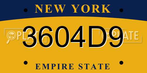 3604D9 New York License Plate