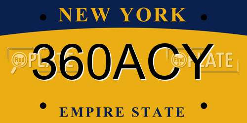 360ACY New York License Plate