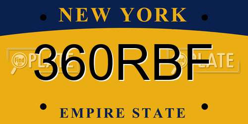 360RBF New York License Plate