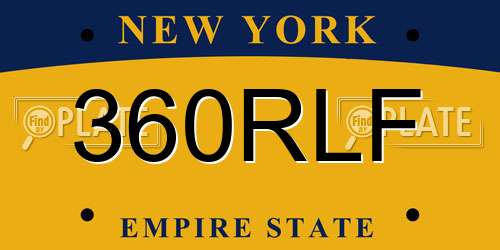 360RLF New York License Plate