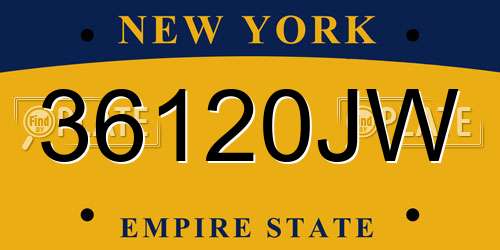 36120JW New York License Plate