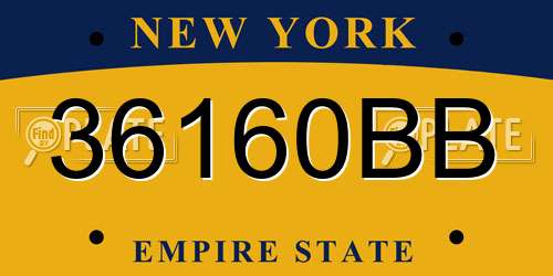 36160BB New York License Plate