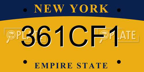 361CF1 New York License Plate