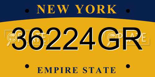 36224GR New York License Plate