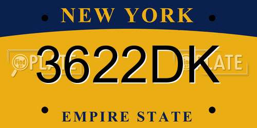 3622DK New York License Plate
