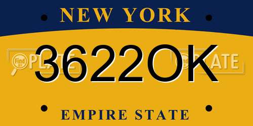 3622OK New York License Plate