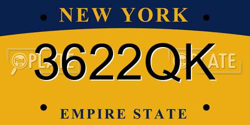 3622QK New York License Plate