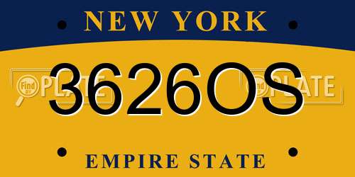 3626OS New York License Plate