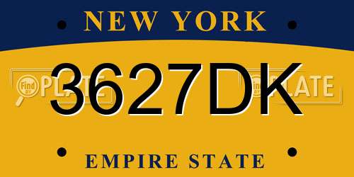 3627DK New York License Plate