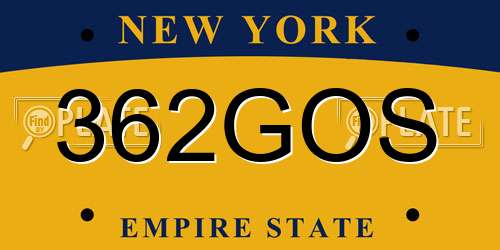 362GOS New York License Plate