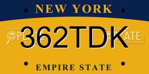 362TDK New York License Plate