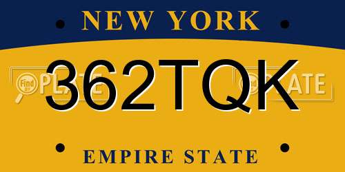 362TQK New York License Plate