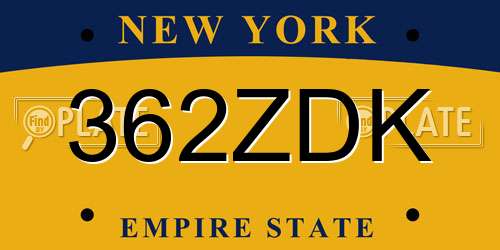 362ZDK New York License Plate