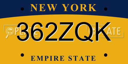 362ZQK New York License Plate