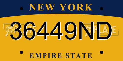 36449ND New York License Plate