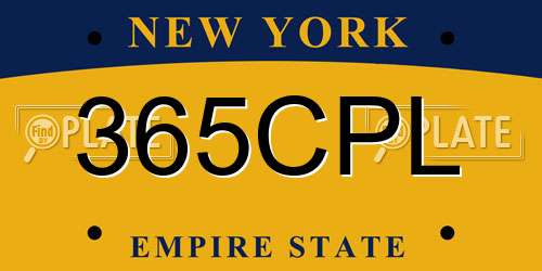365CPL New York License Plate
