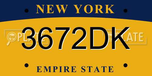 3672DK New York License Plate