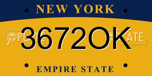 3672OK New York License Plate