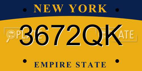 3672QK New York License Plate