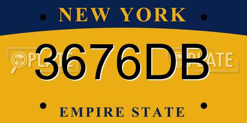 3676DB New York License Plate