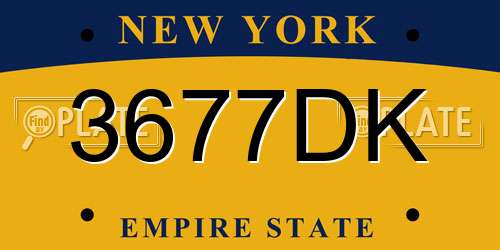 3677DK New York License Plate