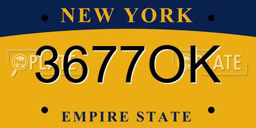 3677OK New York License Plate