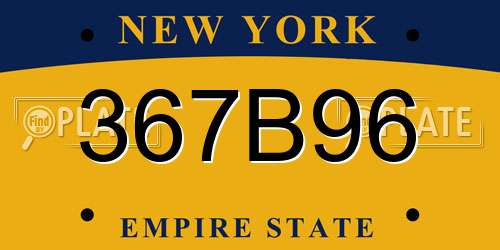 367B96 New York License Plate