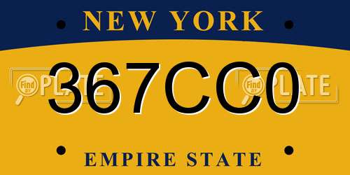 367CC0 New York License Plate
