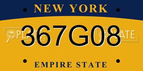 367G08 New York License Plate