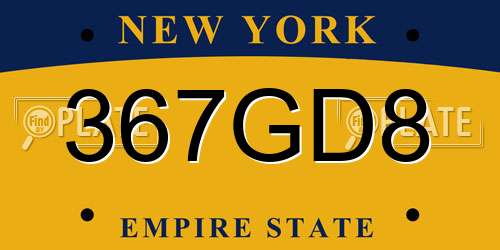 367GD8 New York License Plate