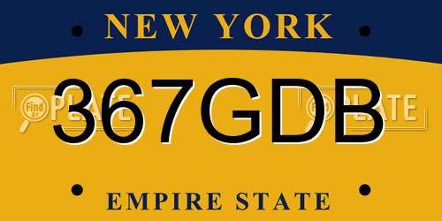 367GDB New York License Plate