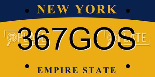 367GOS New York License Plate
