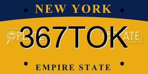 367TOK New York License Plate