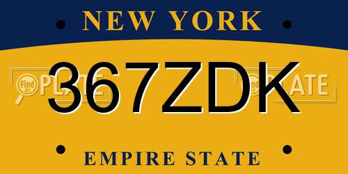 367ZDK New York License Plate