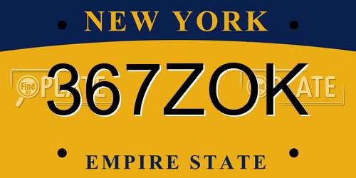 367ZOK New York License Plate