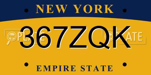 367ZQK New York License Plate