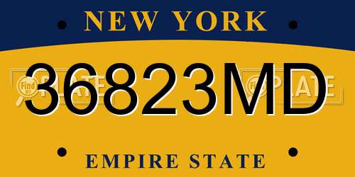 36823MD New York License Plate